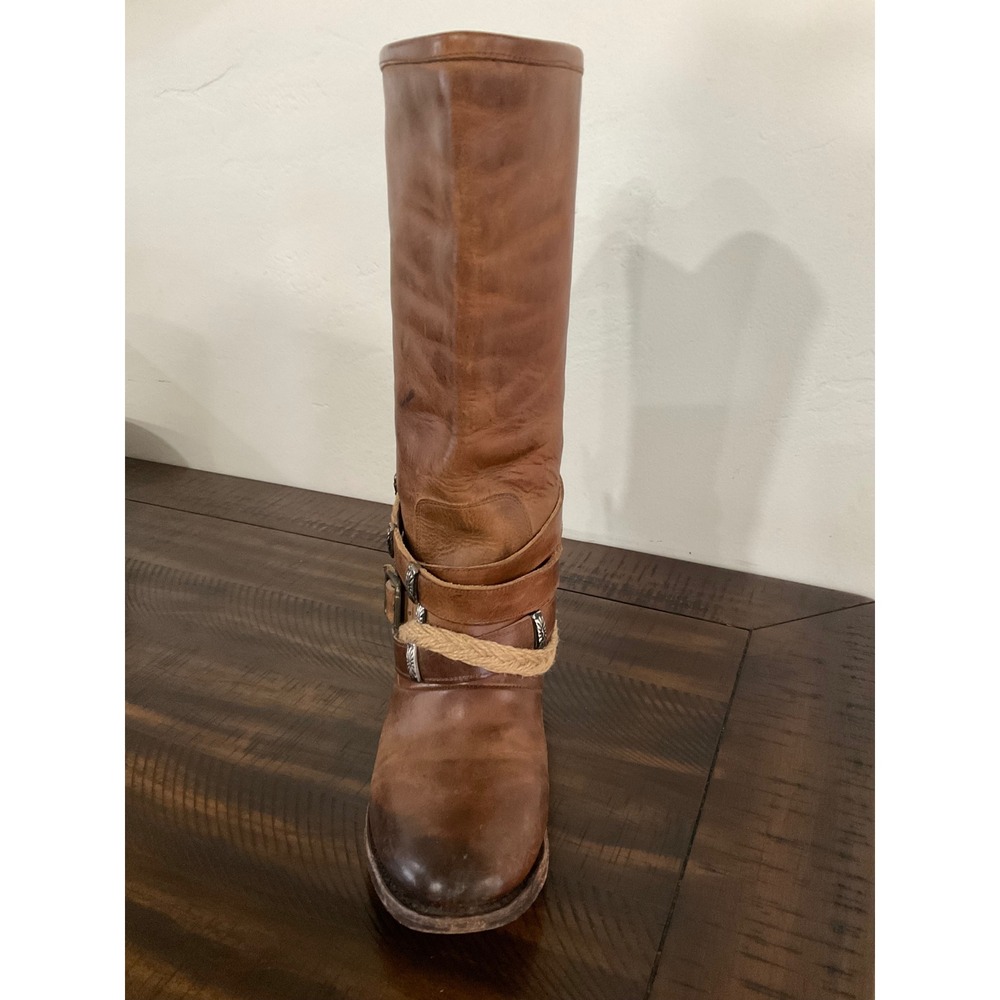 Free Bird Drove Tan Leather Harness Boots Rope Womens 7 distressed - Picture 9 of 16